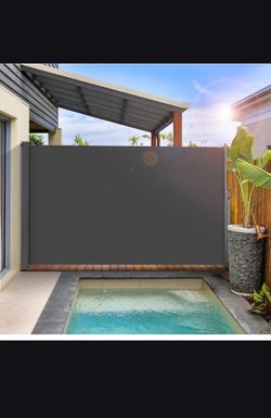 Dark Grey Lateral Retractable Patio Side Awning Privacy Screen 118" x 71”