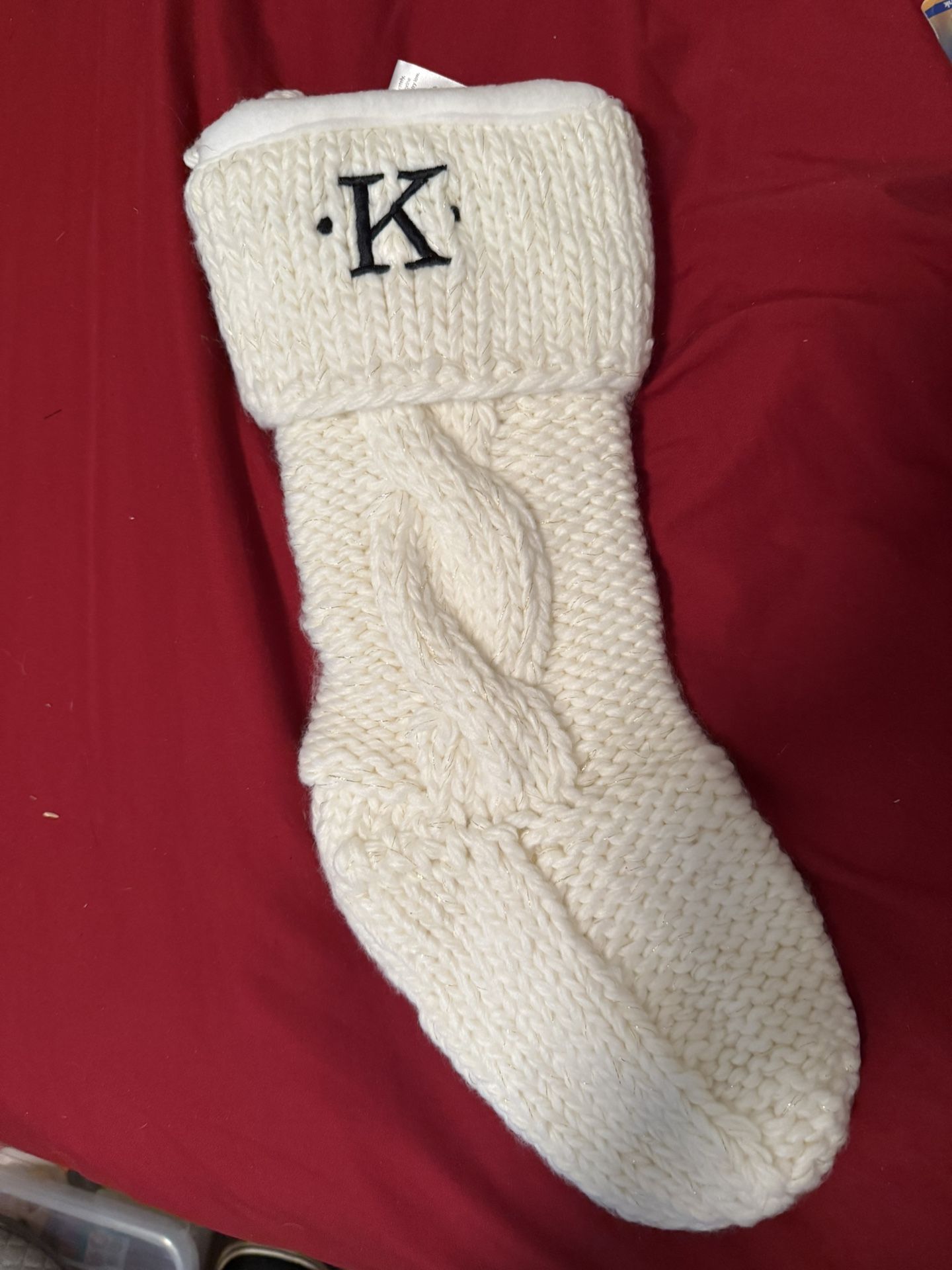 Thirty-one Embroidered Knit Stocking