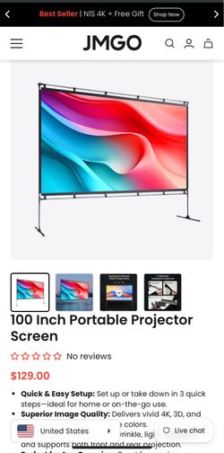 JMGO 100 inch Portable Projector Screen