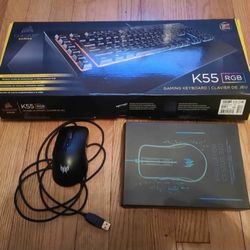 Corsair K55 RGB Gaming Keyboard + Acer Predator Gaming Mouse Combo