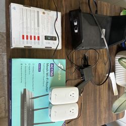 Networking Bundle - TP-Link Archer A7, Powerline Kit, ARRIS SB6190 Modem, NETGEAR Nighthawk Router, ASUS Antenna 