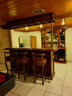 Bar table with high chairs