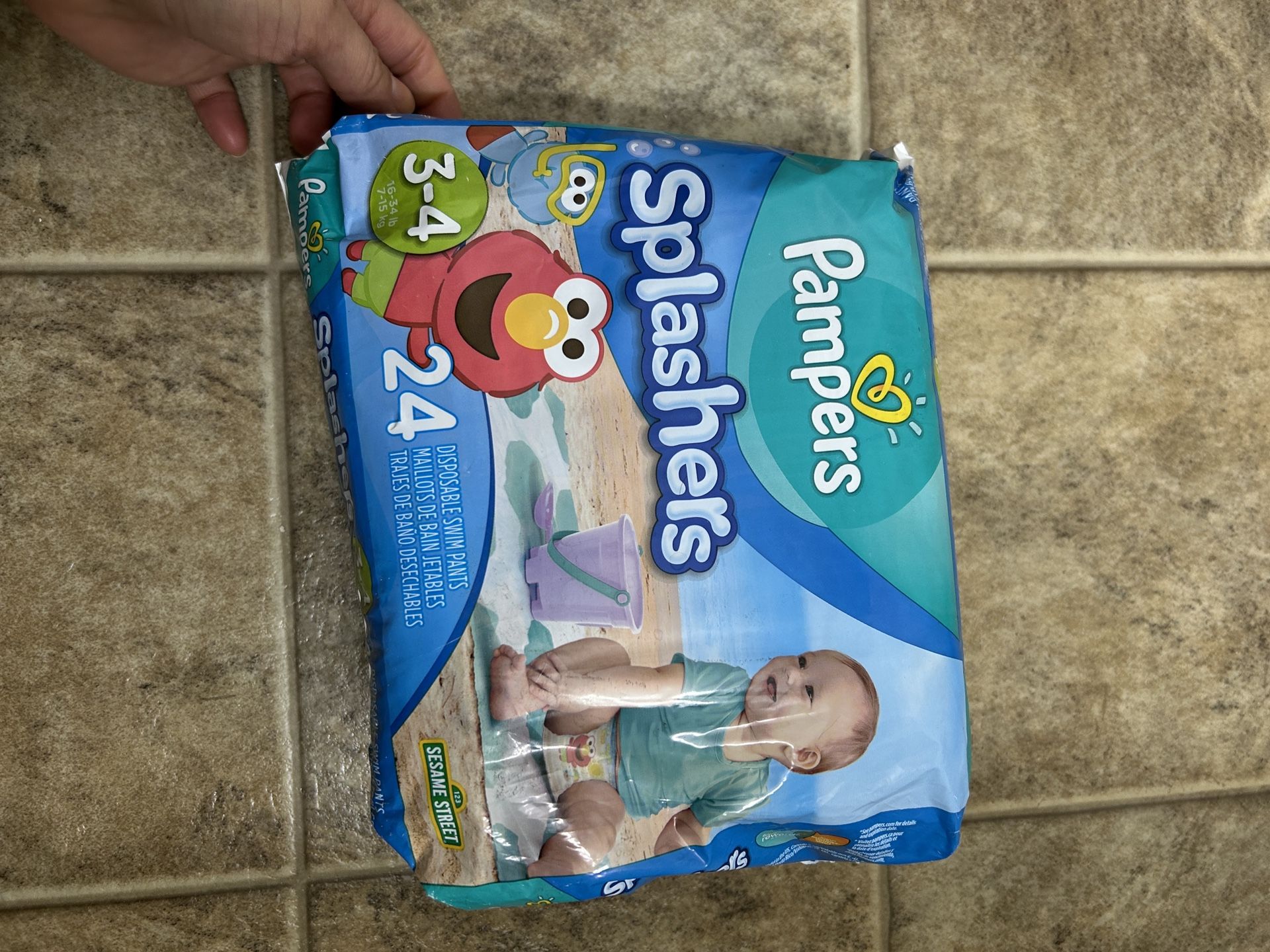 Vintage Pampers Splashers Disposable Swim Pants Size 3-4 24 Count Sesame Street