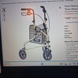 Drive Lite Supreme Aluminum 3-wheel Rollator, NEW