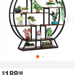 Pamela 63 in. Rustic Brown Round Wood Indoor Plant Stand Flower Bonsai Pot Holder Display Rack with 7-Tiers