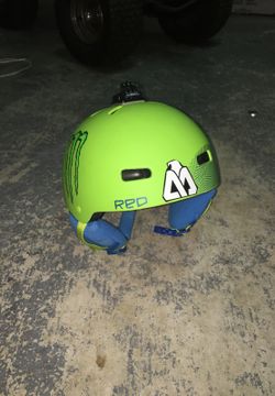 Red snowboard helmet