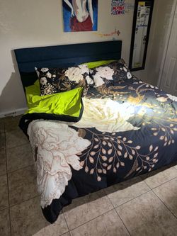 King Size Mattress and Platform Bedframe, plus duvet and two sheet sets + 2 duvet covers