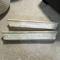 Set Of 2 Shabby Chic Rustic White Shelves