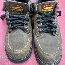 Skechers Boots Boys Sz 13.5 Brown Tom Cats Bully Low Lace Up Leather Boots