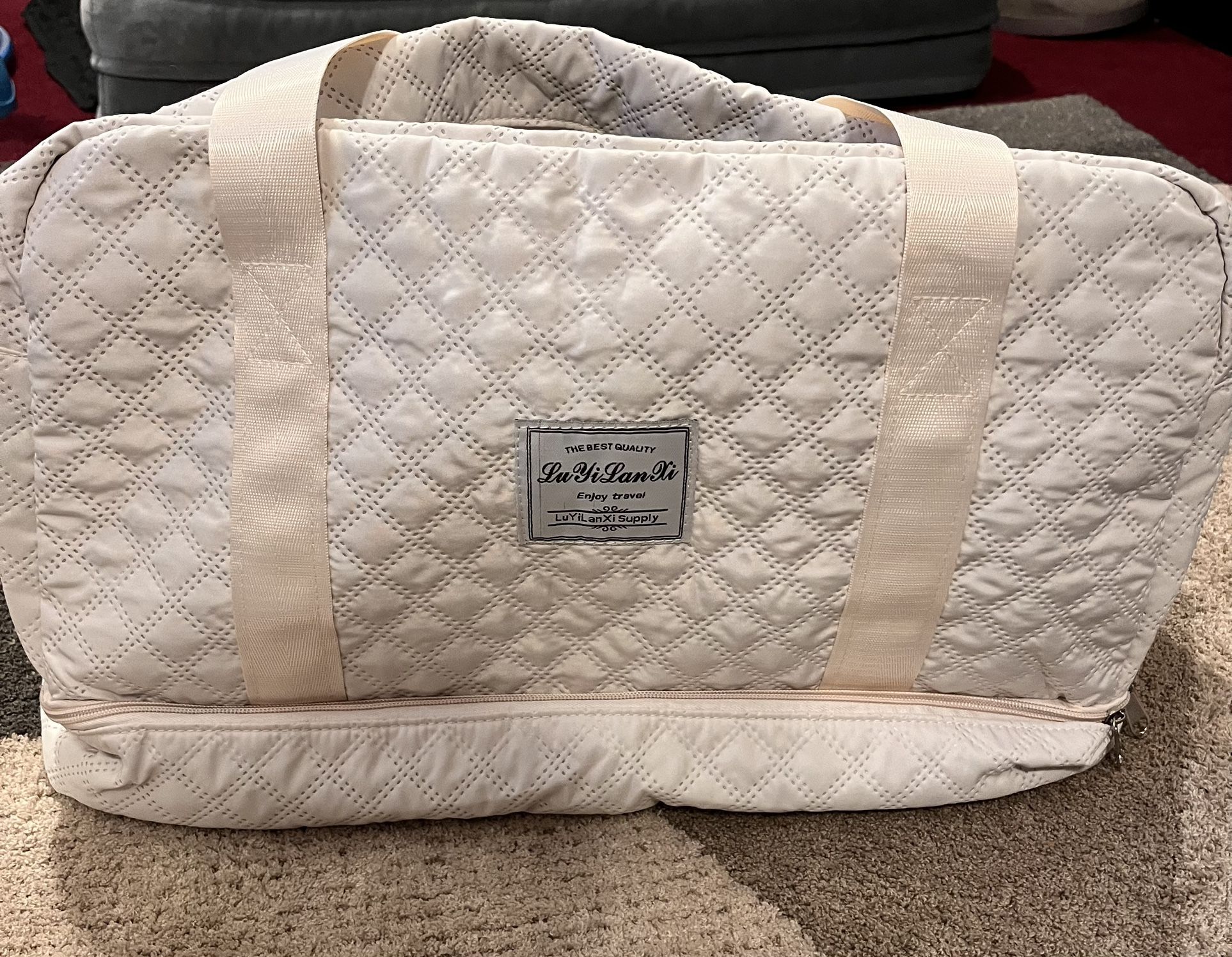 LuVi LanXi oversized tote bag for women White Oxford Cloth 19.2” X 9.45” X 11.42