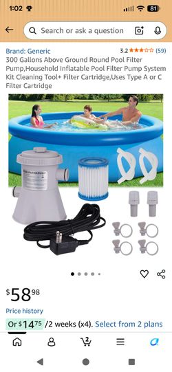Two pool filter for 300 gal