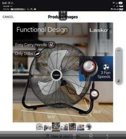 Lasko 20.5" Floor Fan 3 Speed