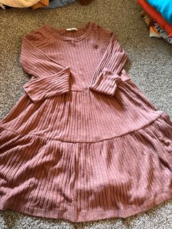 Mauve Ribbed Tiered Midi Dress