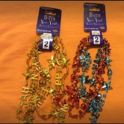 Happy New Year Necklaces, NEVER USED, 5 packs for $5.00 that will be 10 necklaces, Last meet day is 12/31 meet at exxon at 2428 E Lamar