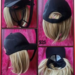 Blond Wig With Attached Hat 