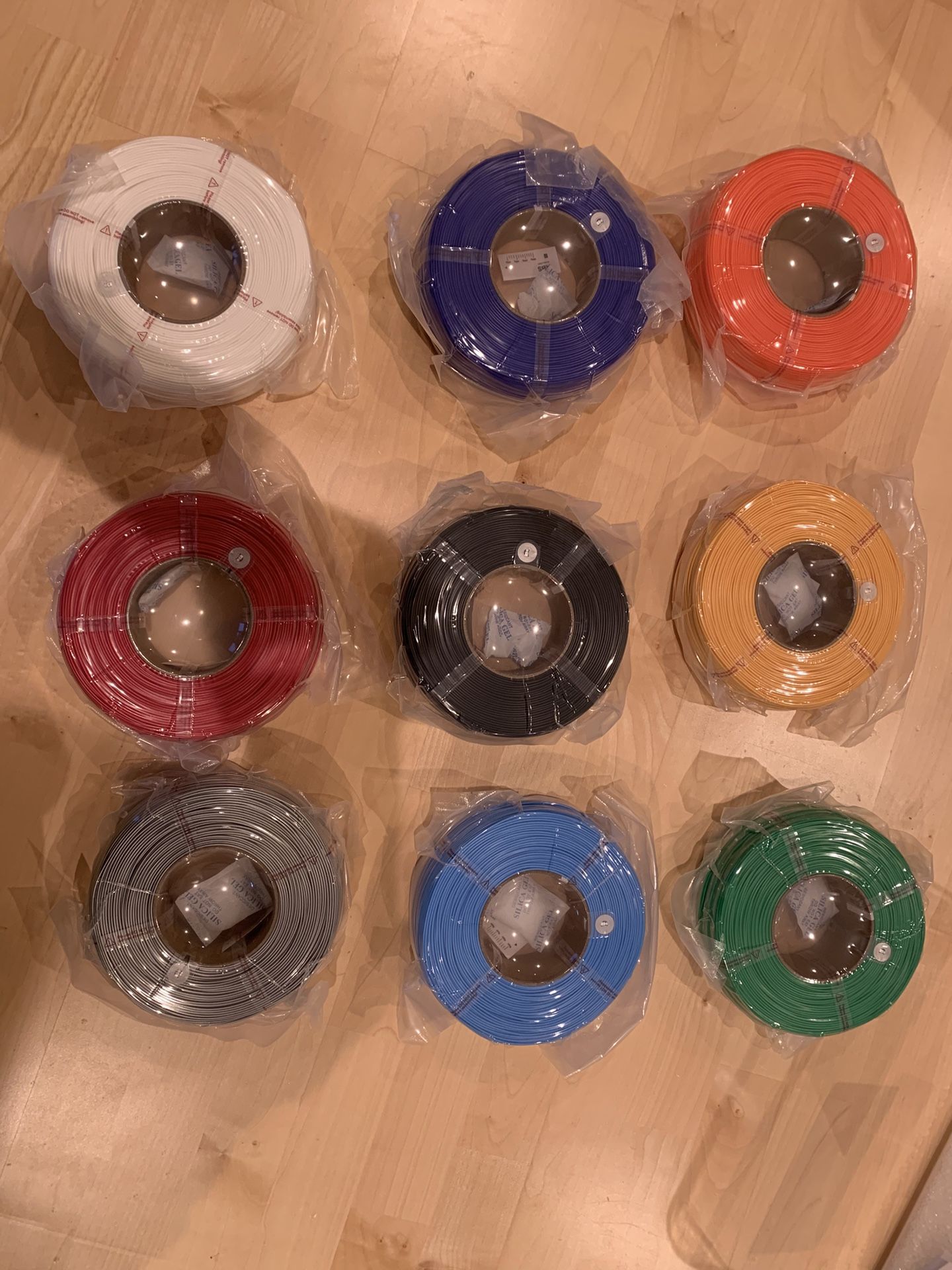 9 Rolls Of Bambu ABS filaments in Original Vac Sealed Packaging