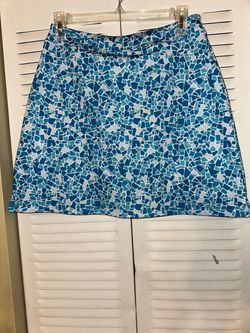 Ekouaer Women's High-Waisted Athletic Golf Tennis Skort with Built-In Shorts (Blue Mosaic Pattern)