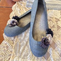 Blue Denim Flats , Size 7