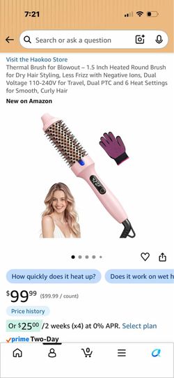 BRAND NEW！Thermal Brush for Blowout – 1.5 Inch Heated Round Brush for Dry Hair Styling, Less Frizz with Negative Ions, Dual Voltage 110-240V for Trave