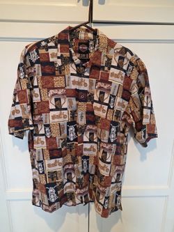 Harley Davidson Motorcycle Hawaiian-Style Button-Up Shirt -- Size Large