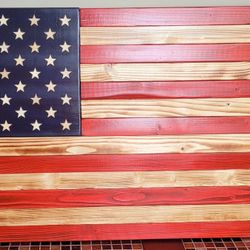 Handmade Wooden 36" American Flag