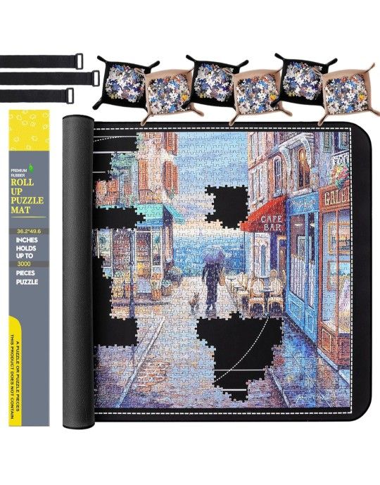 Lwoeo Jigsaw Puzzle Mat Roll Up, 49” x 36” Rubber Pad, #2-84 (New) - $5 West Valley Delivery