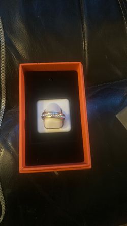 Silver Band Ring with Clear Stones