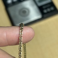 14k Yellow Gold Mariner Anchor Bracelet 3mm 3.25 Grams 8"