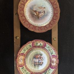 Antique Ackermann & Fritze Porcelain Hand Painted Scalloped "Artemis" Plate,