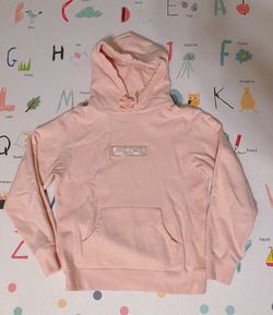 Fashionable Box Logo Hoodie Peach Size M