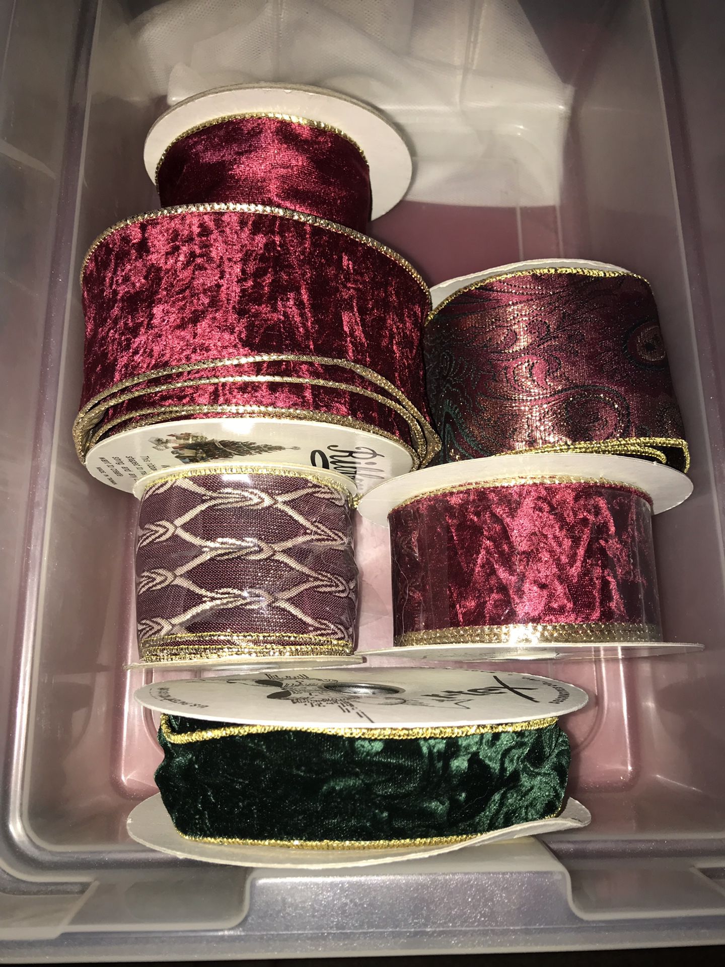 Christmas ribbon-6 rolls- some partially used and some never used