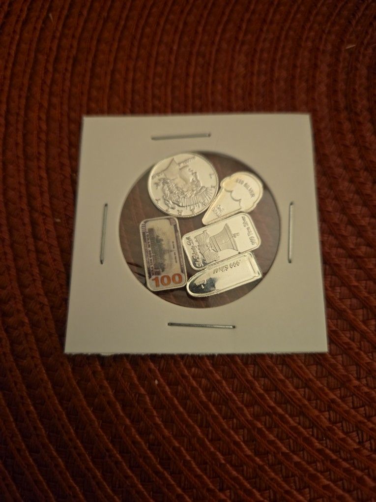 5 Assorted .999 Silver Art Grams