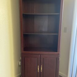Wine Wood Library W/ Lower Storage 