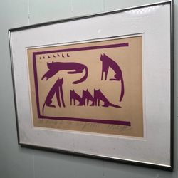 Raya Bodnarchuk Cats Mixed Media Collage Signed 2/5 17x13” 1977