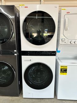 LG WHITE 27” WASHER TOWER 4.5 CU FT FRONT LOAD WASHER & ELECTRIC DRYER✨WARRANTY✨DELIVERY✨