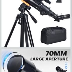 Telescope for Beginners & Kids: 70mm / 500mm Refractor (150X HD), Portable Travel Scope, Best Astronomy Gifts for Adults w/Wireless Remote, Carrying B