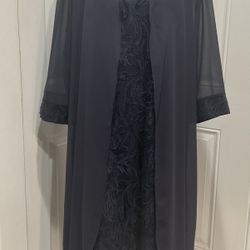NWT Women’s Navy Two Piece MIDI Lace/Sequins Jacket Dress, Size XL