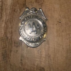 Vintage AAA Patrolman School Safety Patrol Silvertone Metal Badge Pin