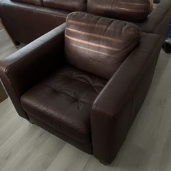 Brown Leather Arm Chair (Natuzzi)