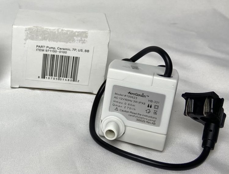 AEROGARDEN REPLACEMENT PUMP MODEL #100623 WHITE - The older models that use this pump are the AeroGarden 7 (purchased prior to December 2012)