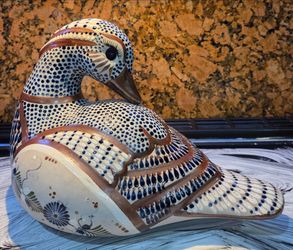 Vintage Large Mexican Tonala Pottery Duck Figurine