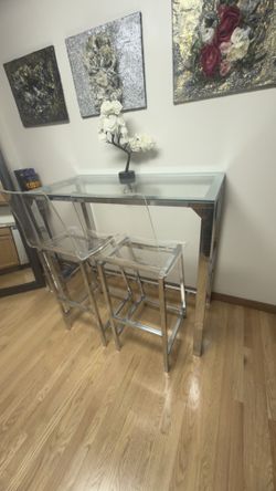 Coaster Home Furnishings - Tolbert - Glass & Metal - 47-Inch Rectangular Bar Table with Tempered Glass Top and Chrome Legs - Dining Room & Home Bar -