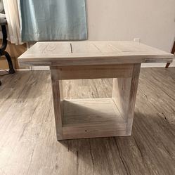 Solid Wood White Washed End Table