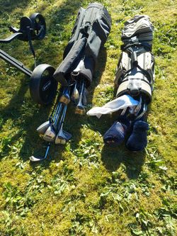 Golf Clubs And Carts.