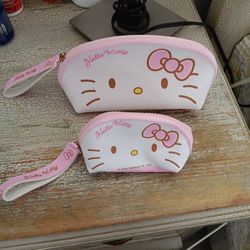 Hello Kitty Set Of 2 Cosmetic Handbags New 