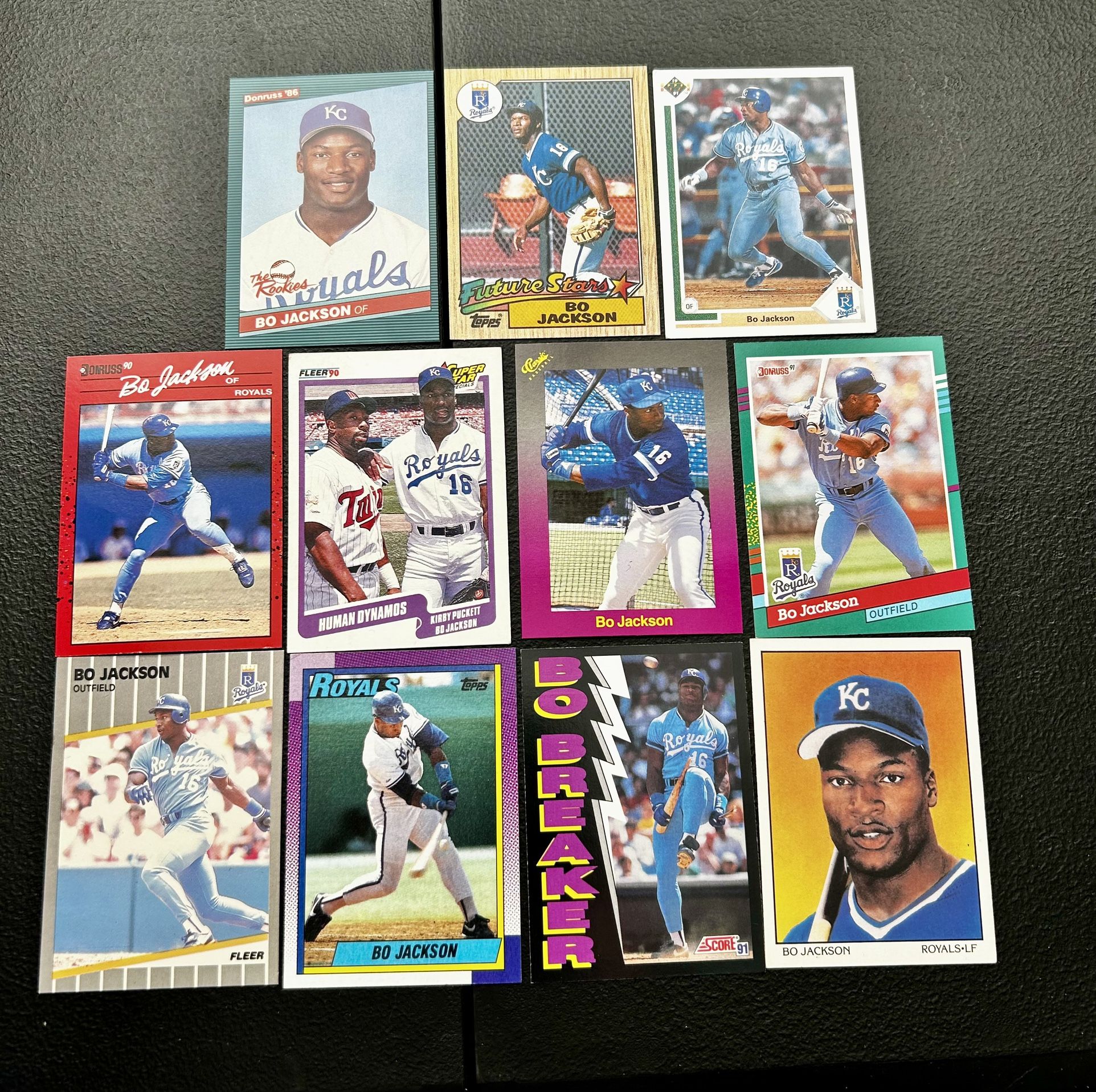 Bo Jackson Baseball Card Lot W/ Rookie Cards and 2 Subset Cards. (Sold As A Lot )