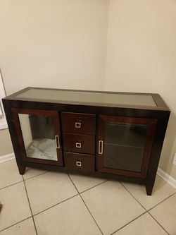 Cherry Oak Wood lighted buffet