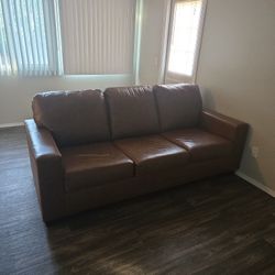 Brown Leather Couch 
