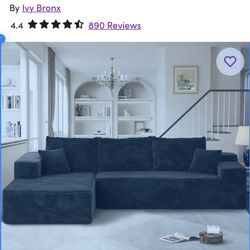 Black 2 Piece L Shape Couch 