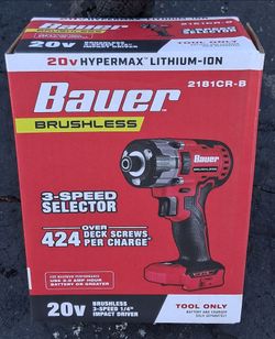 Bauer 20V Hypermax Brushless 3-Speed 1/4" Impact Driver 2181CR-B (Tool Only) - New